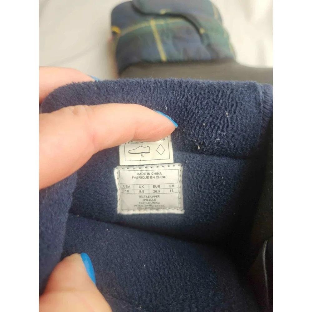 Polo Ralph Lauren Hamilten II Kids Snow Boots Size 10 Navy Plaid Large Pony Logo